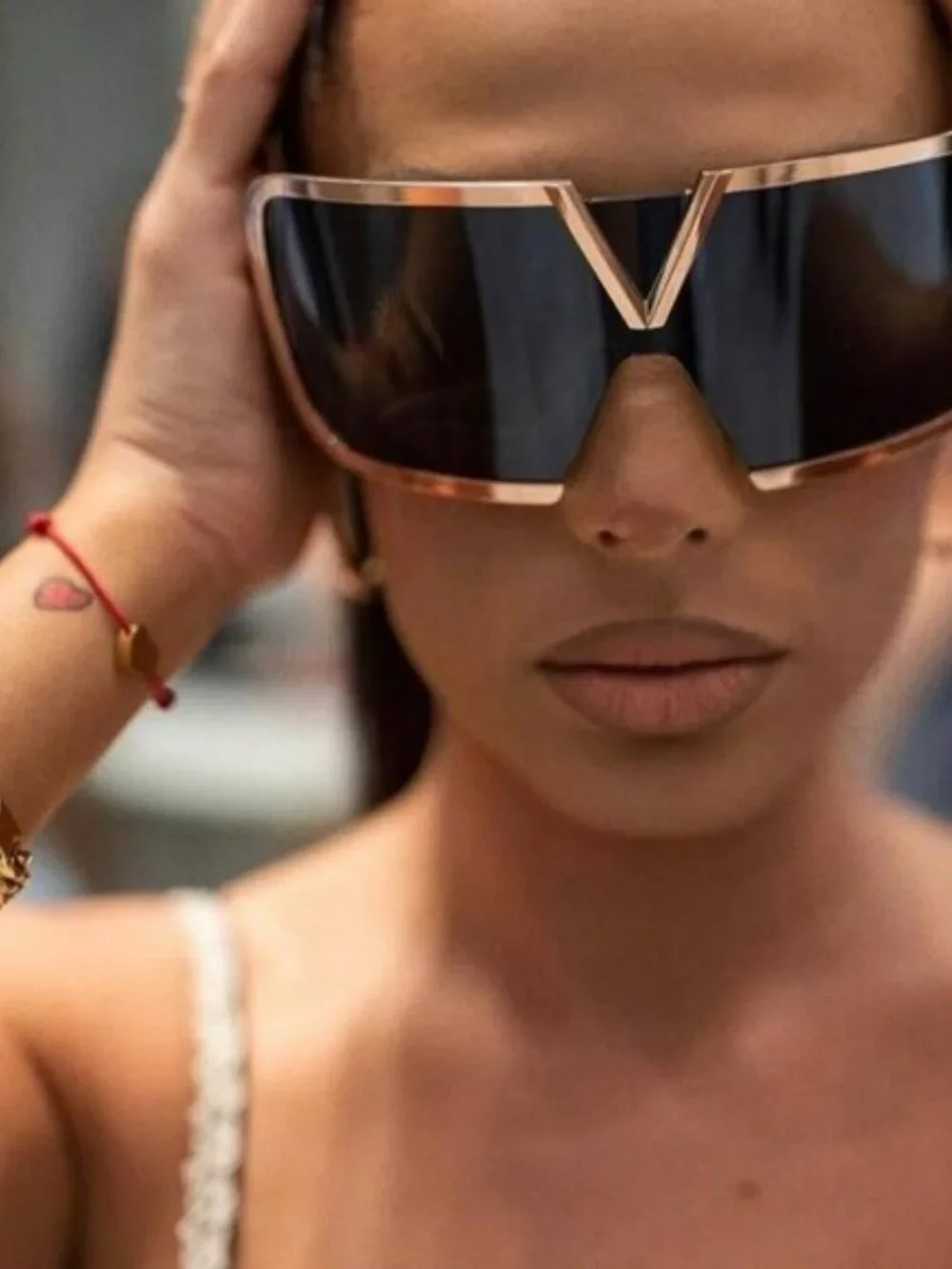 Valentino Women Sunglasses Titanium Gold Grey Mask V-ROMASK VLS-120A 146